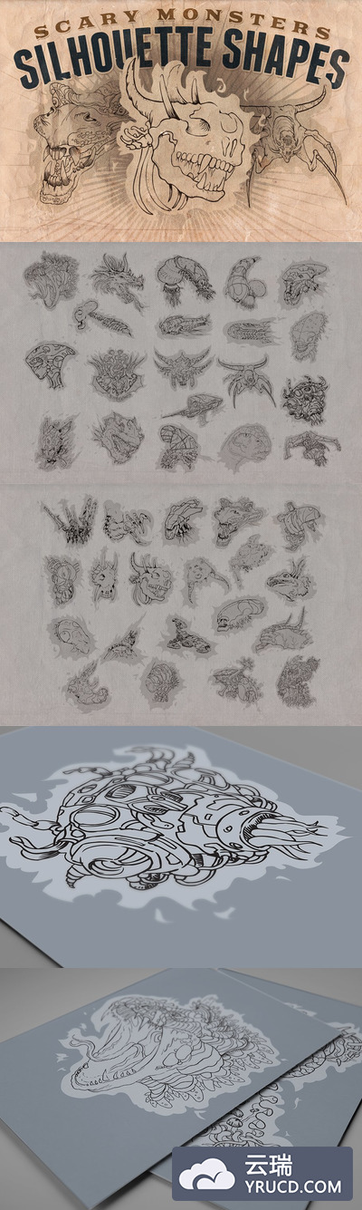 魔幻怪物素描 Silhouette shapes - Scary Monsters