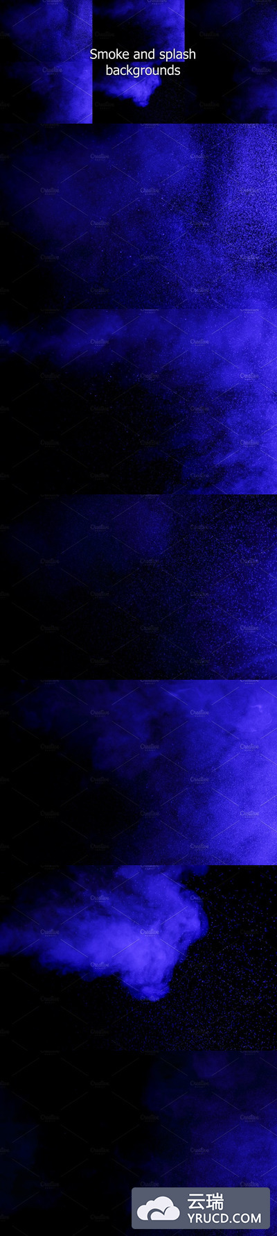 蓝色烟雾背景纹理 blue smoke hookah and water drops