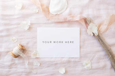 婚礼卡片样机模板 A6 card mock up - PSD+JPG - weddings