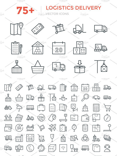 75+物流配送矢量图标 75+ Logistics Delivery Vector Icons