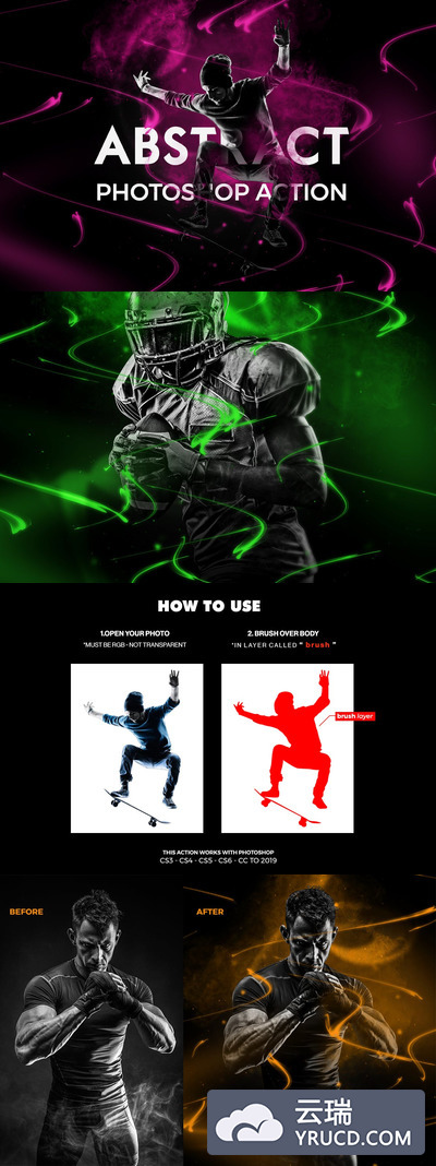 时尚绚丽动感抽象的Photoshop动作