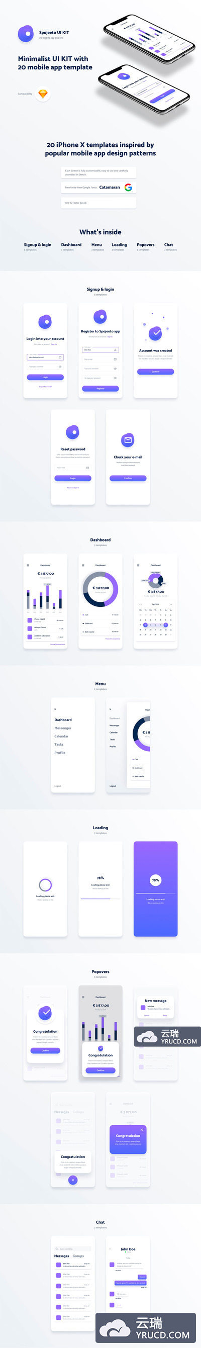 极简主义记账工具APP UI KIT套装下载[Sketch]