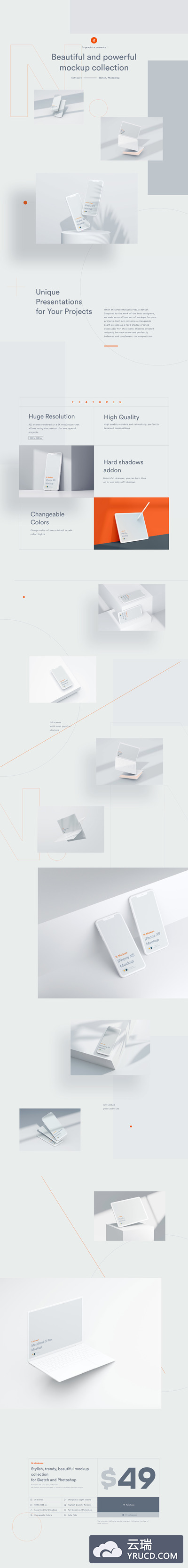 极简主义白色纯粹环境Apple设计样机套装下载[6.12GB，PSD,iPhone,MacBook,iPad Pro]