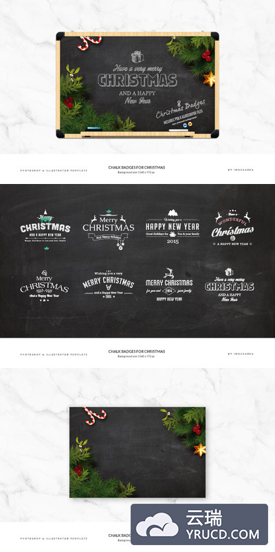 圣诞节粉笔黑板 Chalk Badges for Christmas