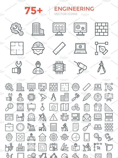 75+工程矢量图标 75+ Engineering Vector Icons