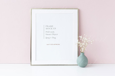 金色画框样机模型 Gold 8x10" frame mock up