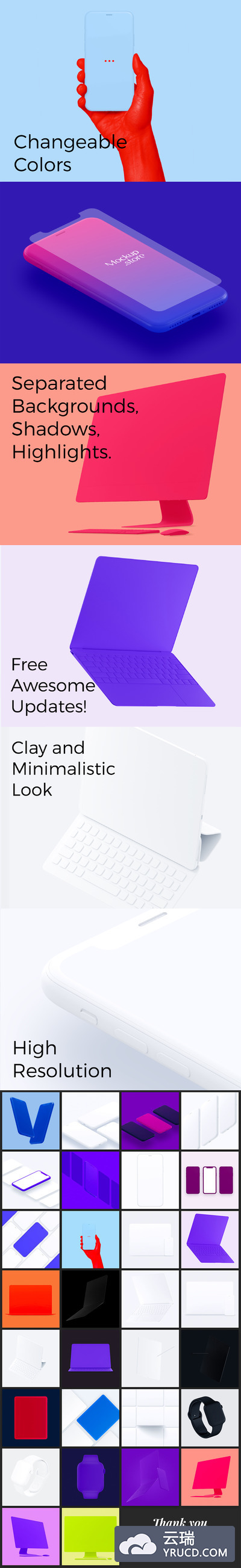 极简主义完美板式苹果设备样机下载[Sketch,PSD,iPhone X,MacBook,iMac,iPad Pro]
