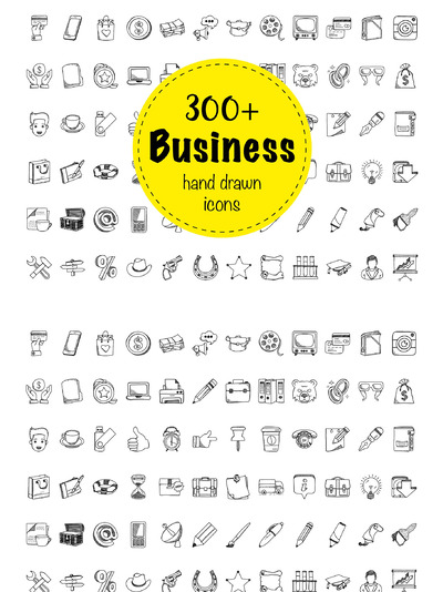 商业图表集 324 Business Doodle Icons