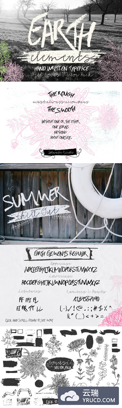 地球元素字体 Earth Elements Rough Type