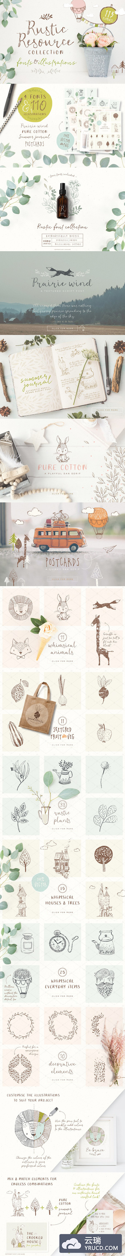 文艺手写字体 Rustic Resource Collection volume 1