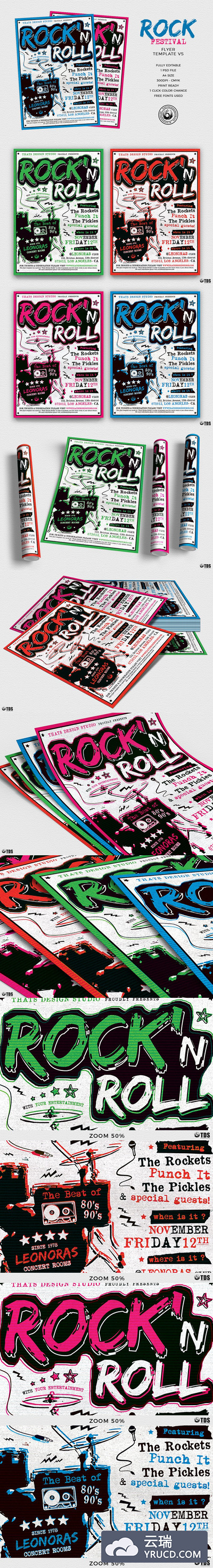摇滚节日传单PSD模板 V5 Rock Festival Flyer PSD V5
