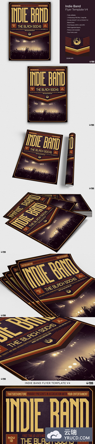 独立乐队传单PSD模板V4 Indie Band Flyer PSD V4