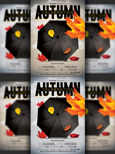 秋季派对宣传单模板 Autumn Party Flyer Template