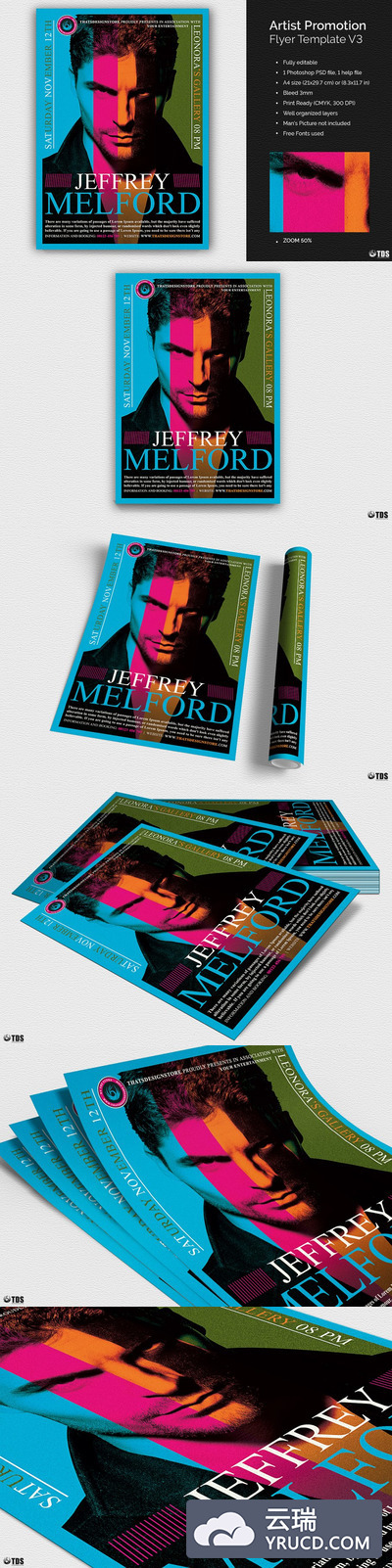 艺术促销推广传单PSD模板 V3 Artist Promotion Flyer PSD V3