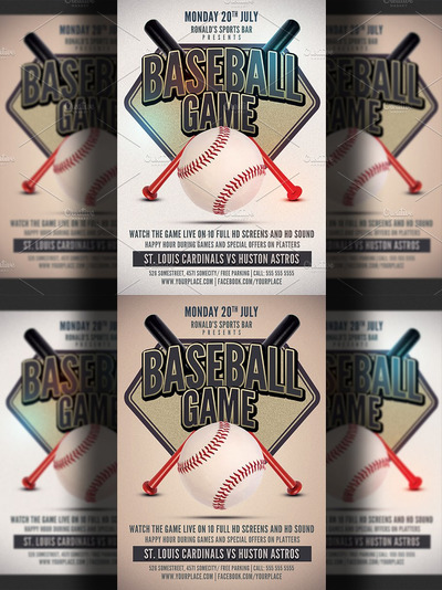 棒球比赛传单模板 Baseball Game Flyer Template