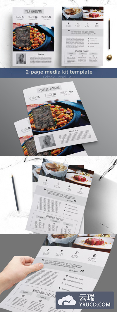 简洁的传单模板包 2 page media kit