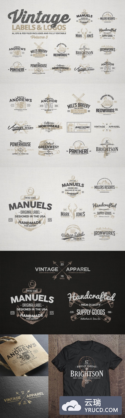 经典logo模板3 Vintage Labels & Logos Vol.3