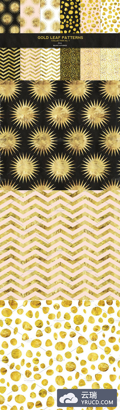 烫金树叶背景纹理1 Gold Leaf Digital Patterns No. 1