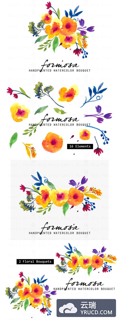 水彩剪贴画集 Formosa - Watercolor Clip Art Set