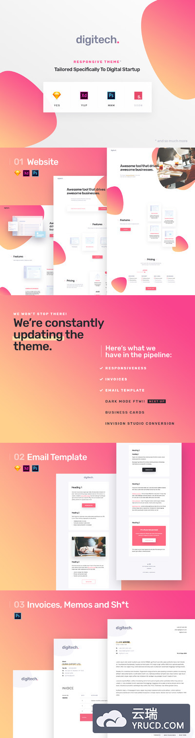 时尚的品牌官网UI套装下载[Sketch]