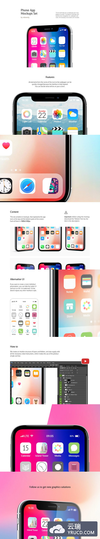 iPhone X logo 图标 icon 设计展示样机下载[PSD]