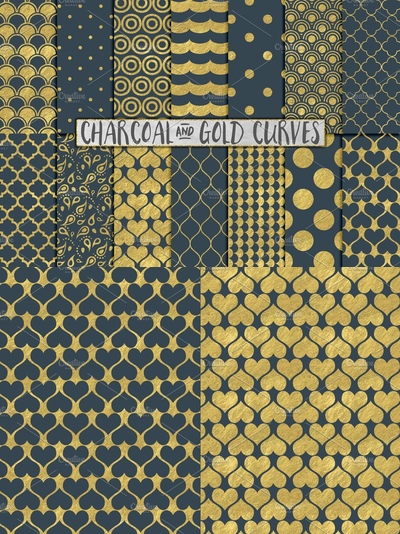 灰色和金箔背景纹理 Grey and Gold Foil Backgrounds