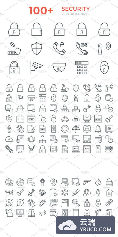 100+安全矢量图标 100+ Security Vector Icons