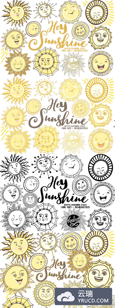 日出笑脸邀请函 Sunshine Face Illustrations