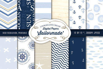 自然航海主题数码纸 Nautical Themed Digital Papers