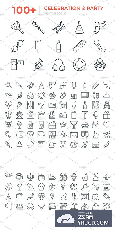 100+庆典和派对图标 100+ Celebration and Party Icons