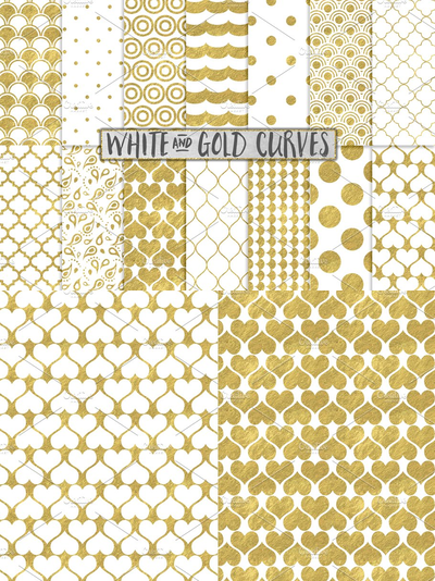 白色和金箔背景纹理 White and Gold Foil Backgrounds