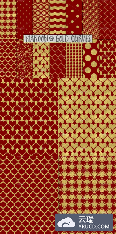 栗色和金箔背景 Maroon and Gold Foil Backgrounds