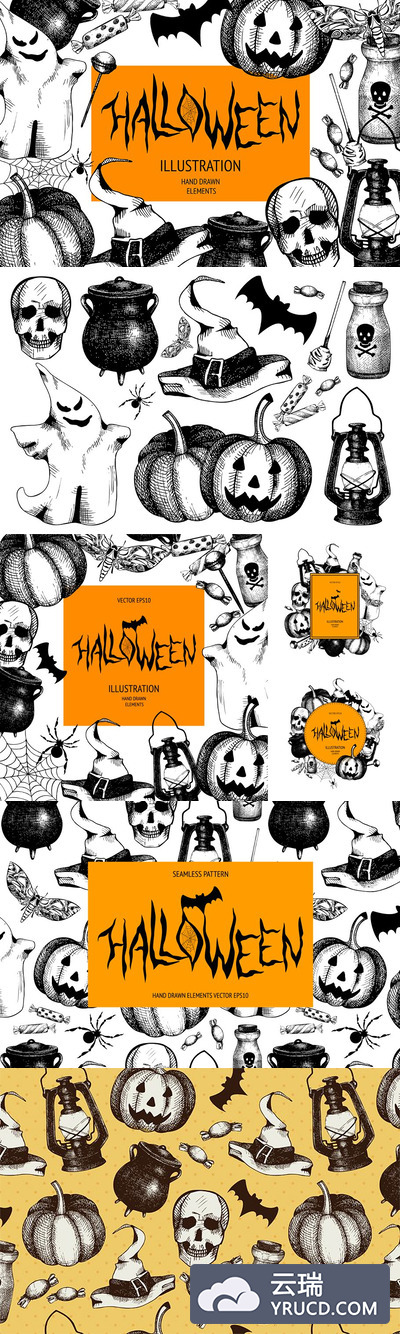 手绘万圣节矢量设计元素 Vector Halloween Design Elements