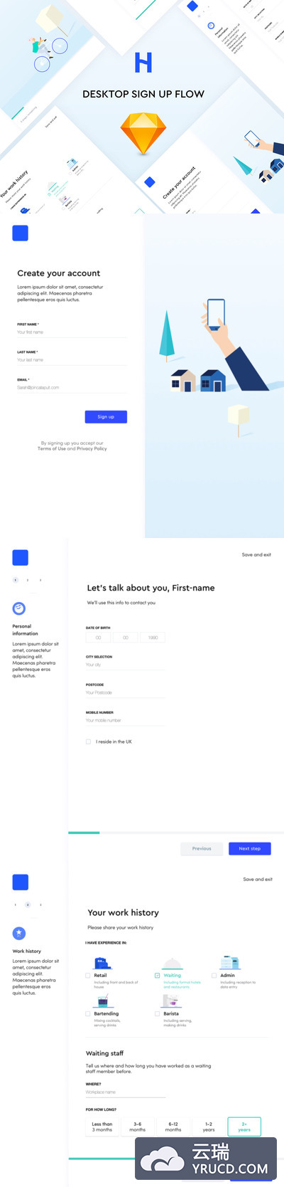 免费：有创意的WEB UI 登录注册页面设计模板下载[Sketch]
