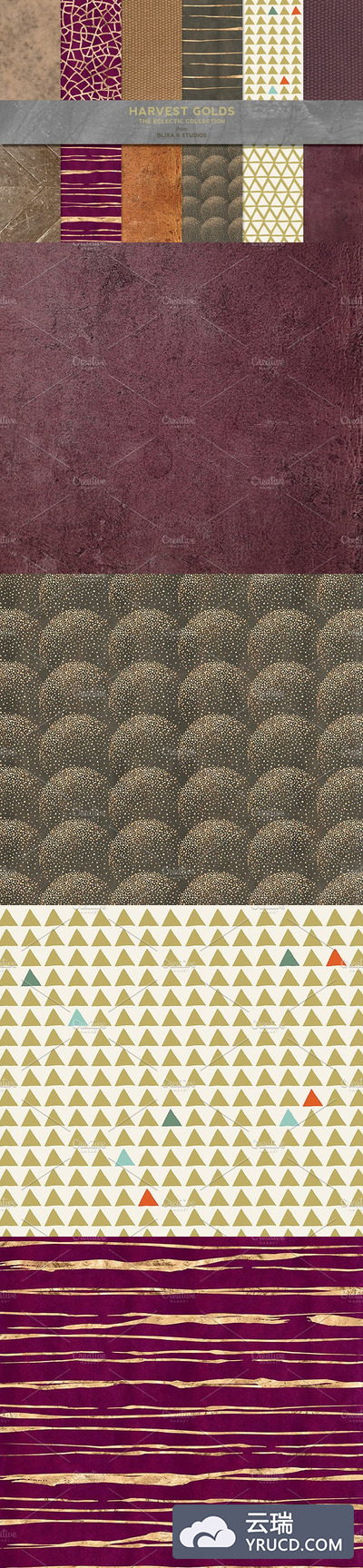 金箔图案背景纹理 Harvest Golden Patterns & Textures