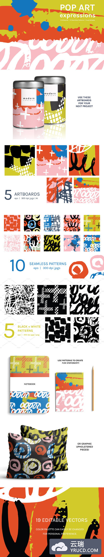 pop艺术图案背景 Pop Art Expressions | Patterns