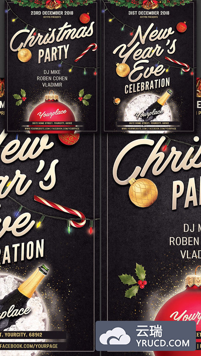 圣诞节新年海报模板 Christmas / New Year Flyer