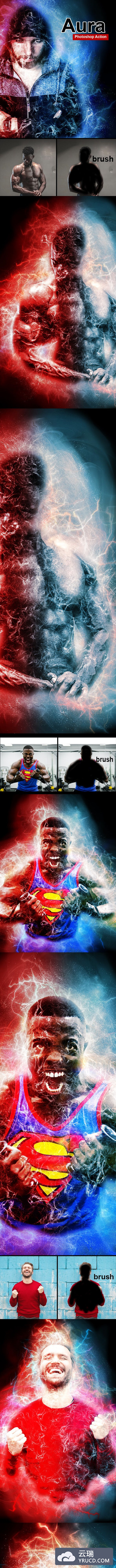 超级英雄炫酷雷电力量特效ps动作下载