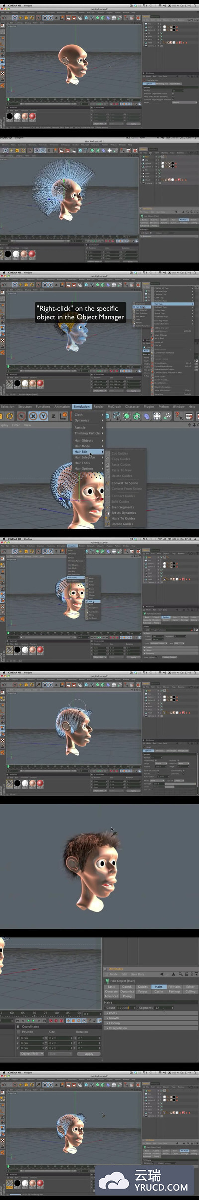 C4D 小贴士72 简单的头发设置 中文字幕