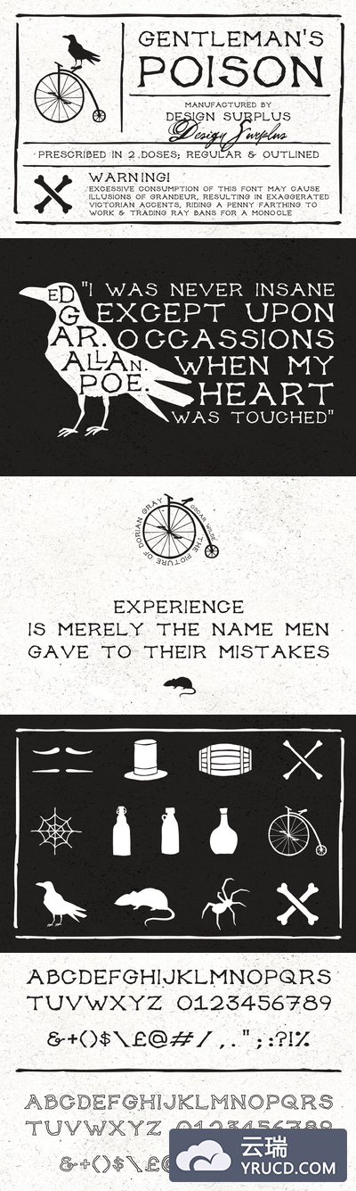 怀旧衬线字体设计 Gentleman's Poison Font (2 versions)