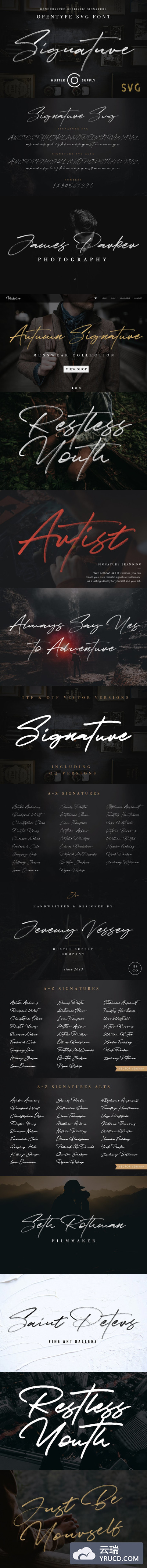 草书字体设计 JV Signature SVG - Opentype SVG