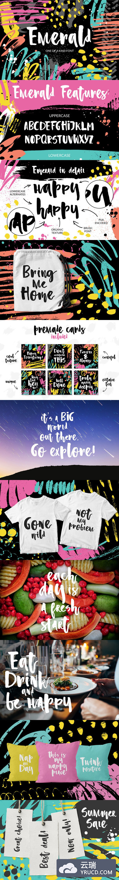 有趣的笔刷字体 Emerald - playful brush font