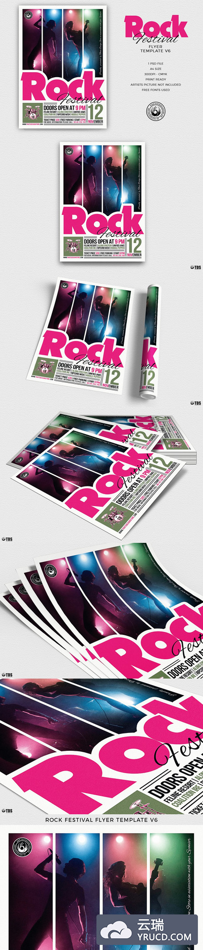 摇滚节日传单PSD模板 V6 Rock Festival Flyer PSD V6