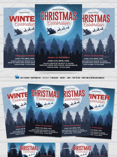 圣诞/冬季庆祝海报设计 Christmas /Winter Celebration Flyer