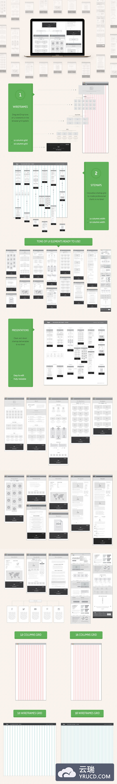 线框图原型设计ui交互ui设计界面 套装下载[Ai]
