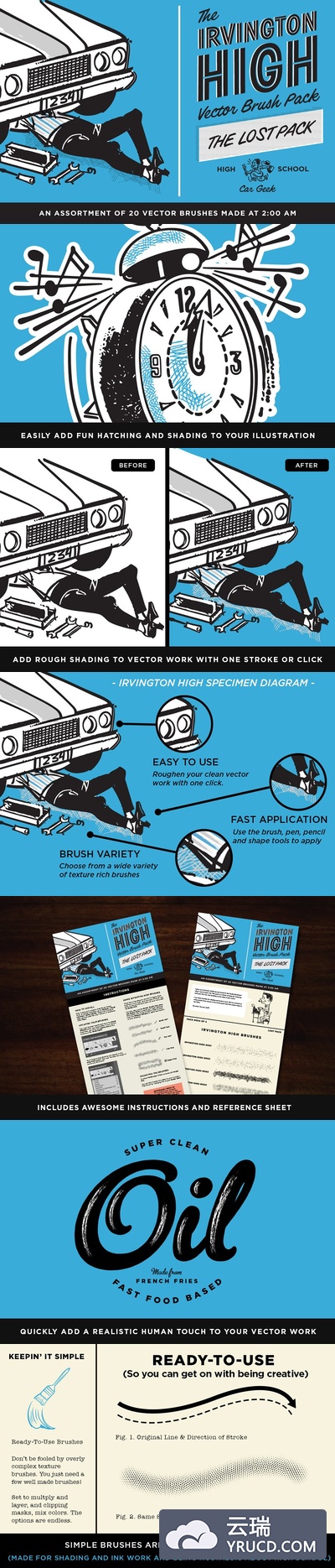 怀旧涂鸦笔刷下载 Irvington High Vector Brushes