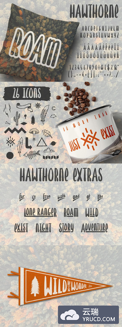 手绘衬线字体下载 Hawthorne Hand Drawn Font