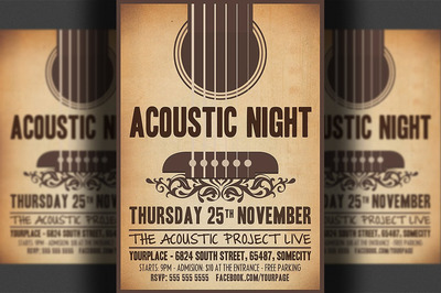 听觉海报制作模板 Acoustic Night Flyer Template