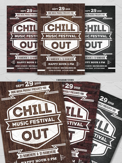 音乐海报设计模板 Chill Out Music Fest Flyer