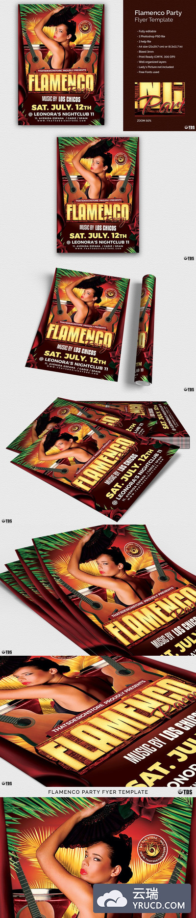 派对海报设计下载 Flamenco Party Flyer PSD